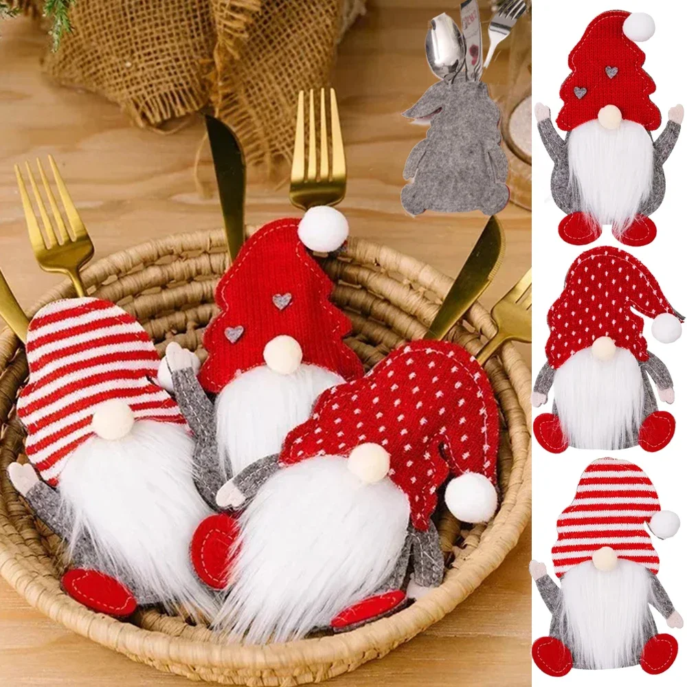 4/2/1PCS New Christmas Decorations Santa Claus Knife and Fork Dinnerware Set Welcome The New Year Kitchenware Gift Decorations