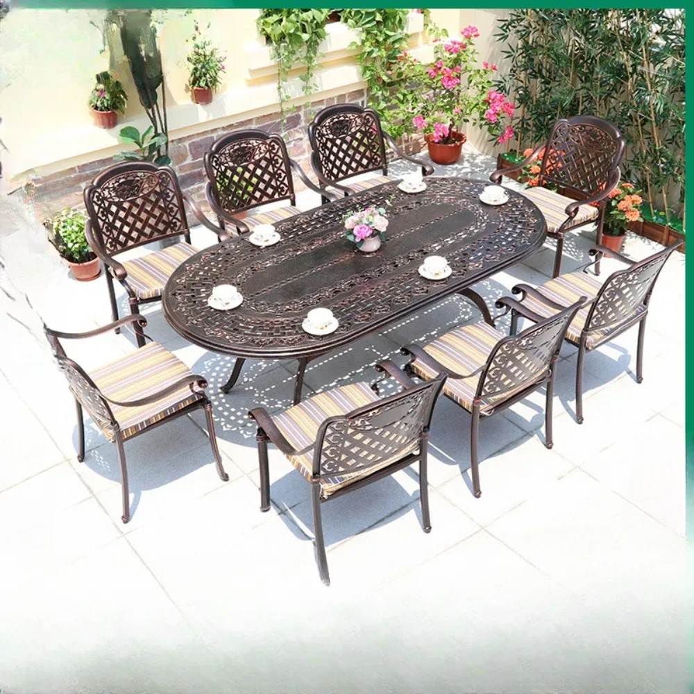 Outdoor cast aluminum tables and chairs, open-air balcony, leisure tables and chairs, villa courtyard dining tables and chairs,