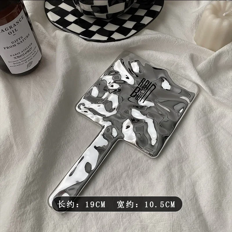 مرآة مستحضرات تجميل مربعة محمولة ، مرآة عالية الدقة ، مرآة مستحضرات تجميل صغيرة محمولة باليد ، مرآة تجميل محمولة ، موجات فضة ، شكل سائل ، ساخن #2