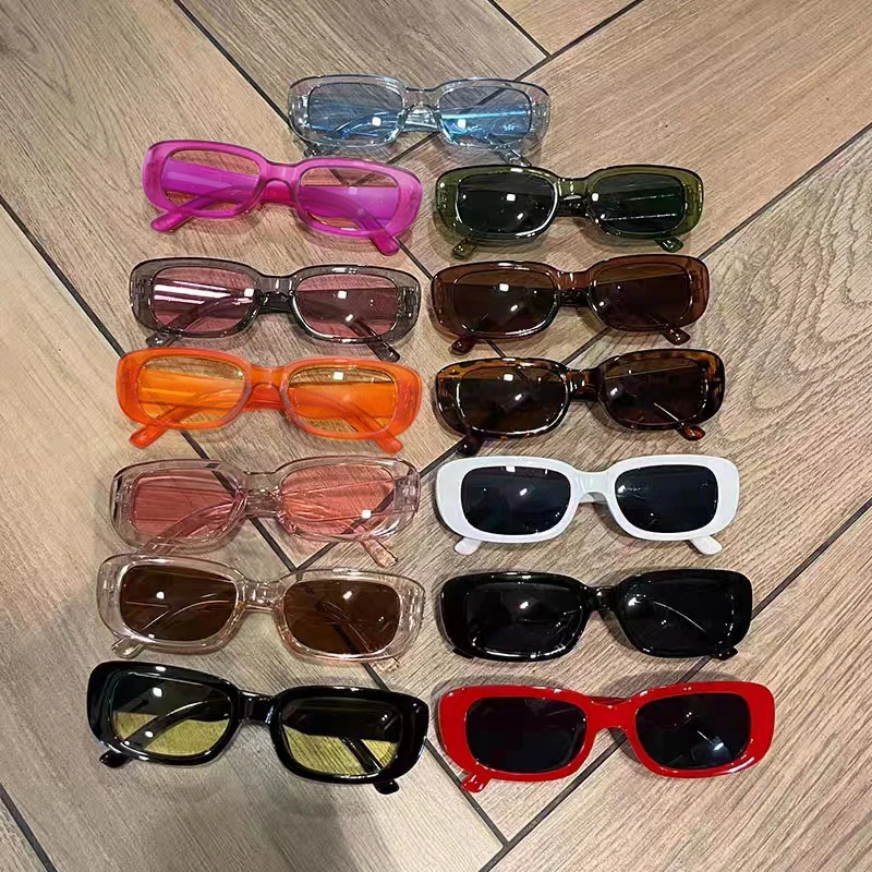 13 stks Kleine Vierkante Zonnebril Vrouwen Retro Zonnebril Mannen Merk Klassieke Reizen Rechthoek Snoep Kleuren Brillen Vrouwelijke UV400