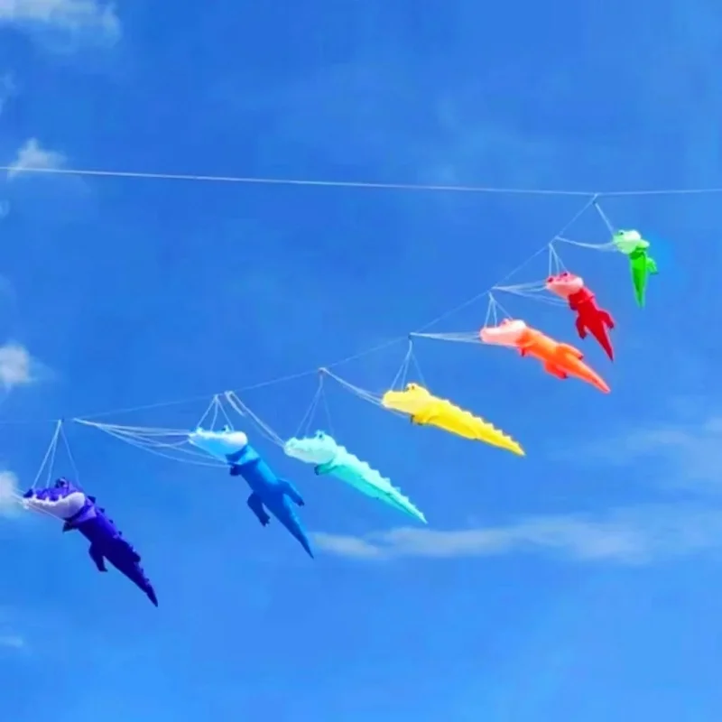 

free shipping 5m Crocodile kite flying string line soft kites pilot inflatable kites Flying toy fishing line child game windsock