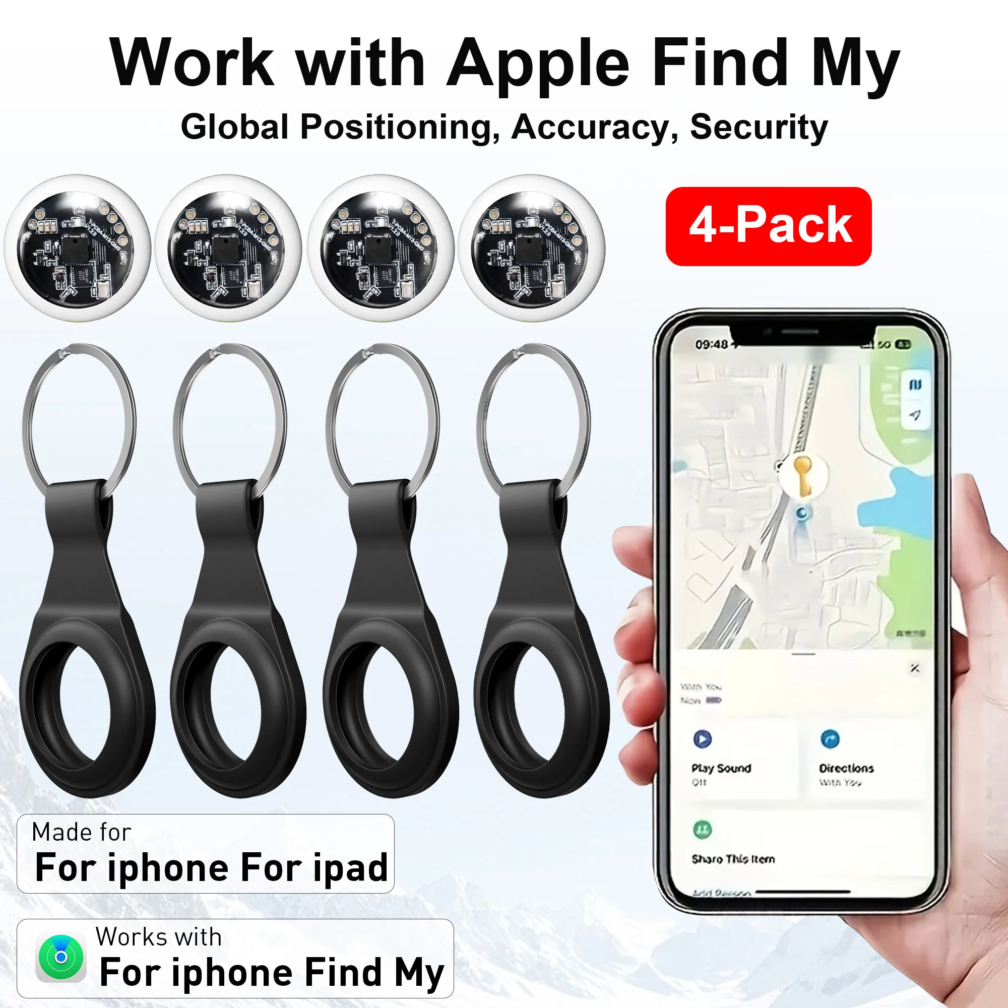 1/2/4PCS Smart Tracker for IOS Find My Global Locator Keychain for Car Motorcycle Luggage Bags Pet Cats