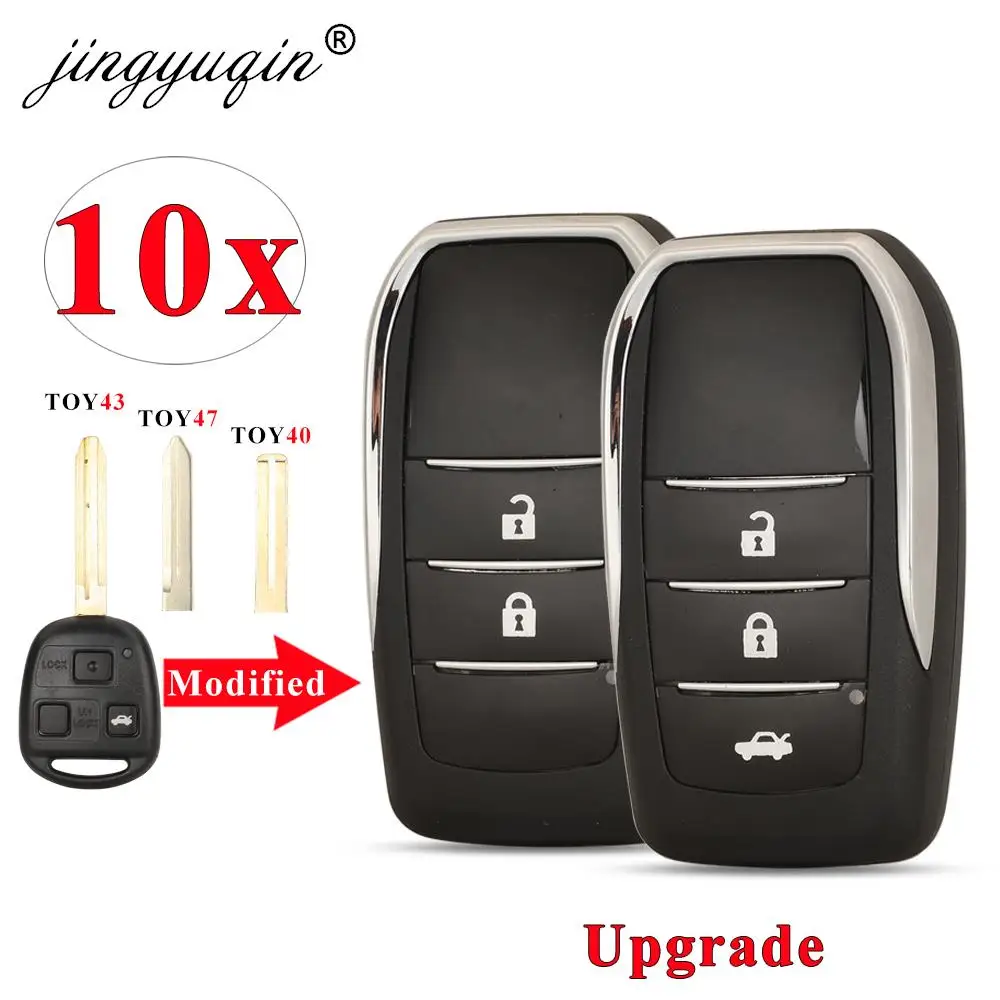 

jingyuqin 10pcs Modified Flip Remote Key Shell Case for Toyota Camry Corolla Prado RAV4 Kluger Previa FJ Cruiser Land Cruiser