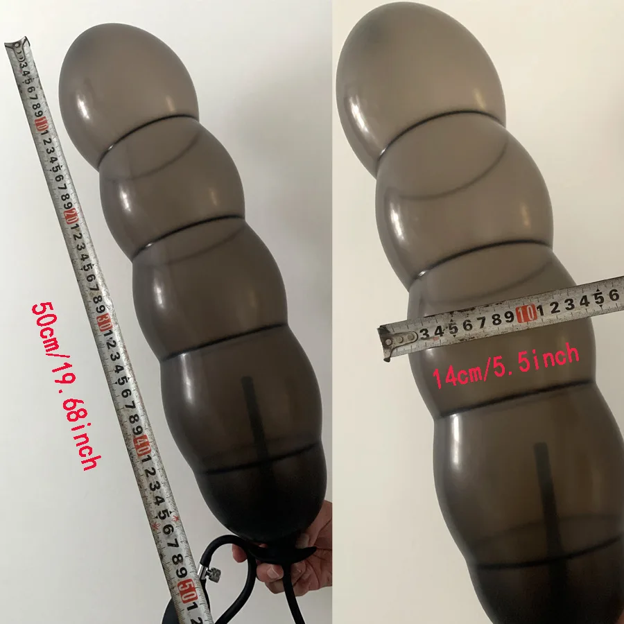 Expansion Diameter 14cm Inflatable Dildo Anal Plug with 5 Beads Built-in Silicone Column Huge Butt Plug Ass Dilator Anal Sex Toy - Image 2
