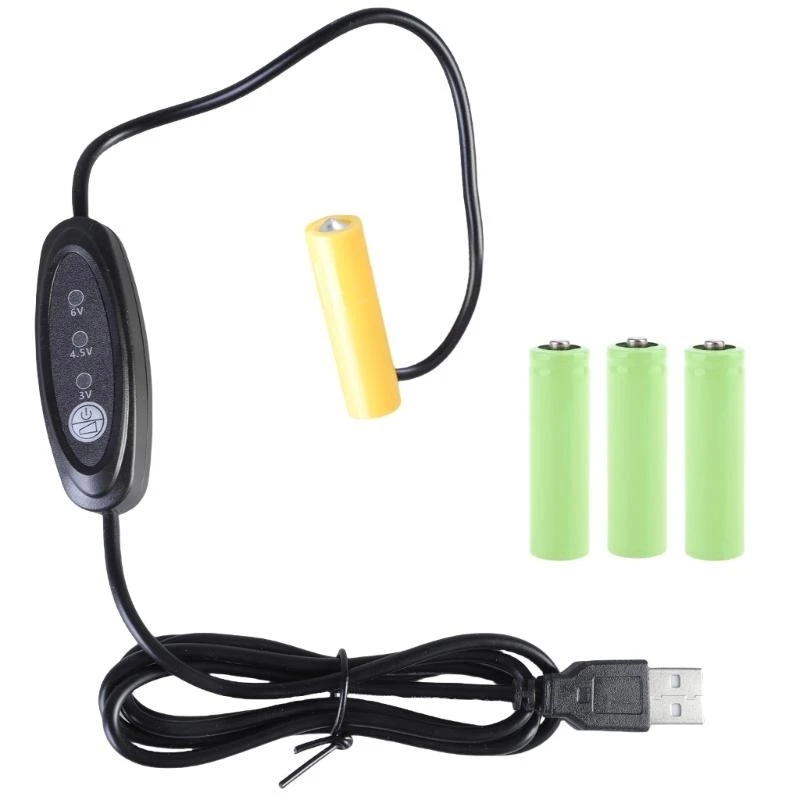 USB to 1.5V 3V 4.5V 6V 5W Adjust Voltage LR6 AA Dummy Battery Cable for Cameras Clock Radio LED Light Keyboard Piano