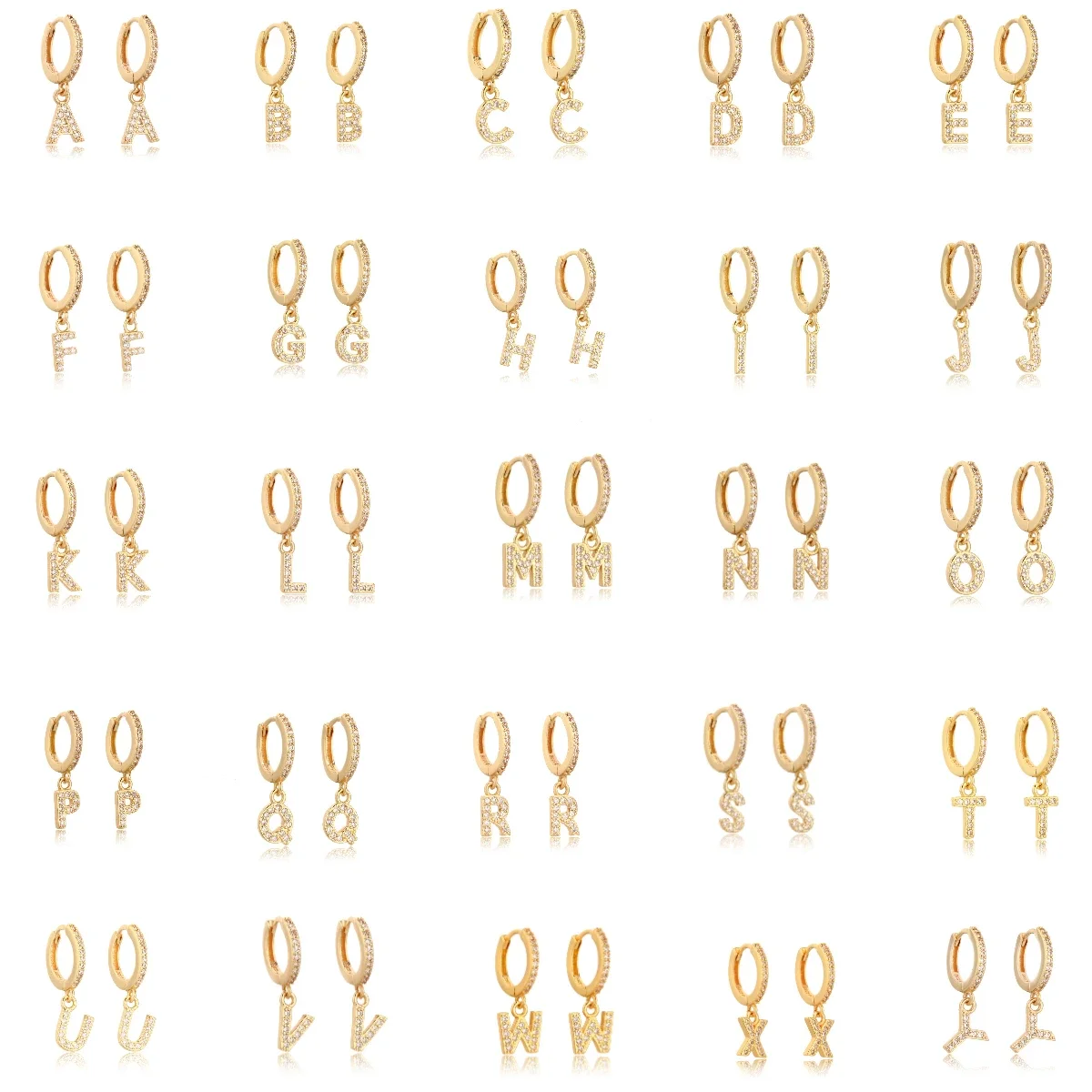 

1 Pair A-Z Letter Earring Silver Gold Color Small Hoop Earings for Women Men Alphabet Fashion Jewelry Christmas Gift