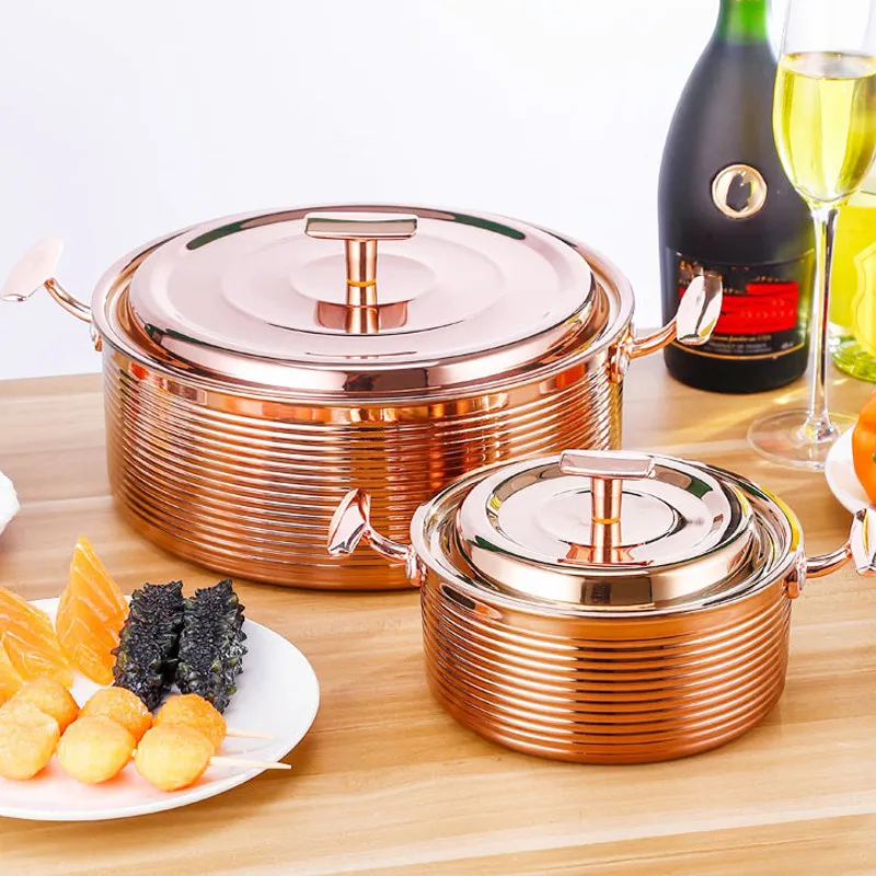 

Японская кастрюля из нержавеющей стали с двумя ручками и крышкой, безопасная для индукционных плит, для домашнего и коммерческого использования