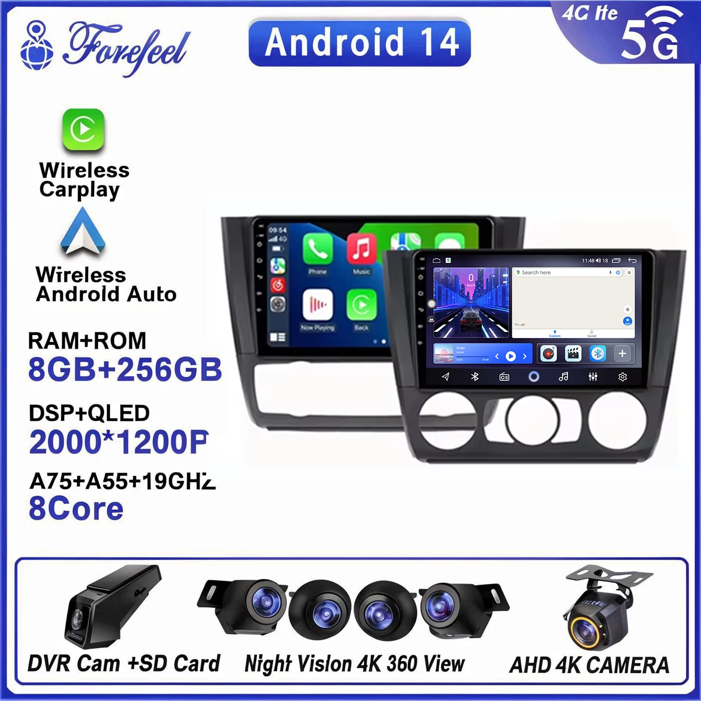 

Android 14 For BMW 1 Series E81 E82 E87 E88 AT 2004-2011 Multimedia Car Vehicle Monitor Screen Video Autoradio Navigation Stereo