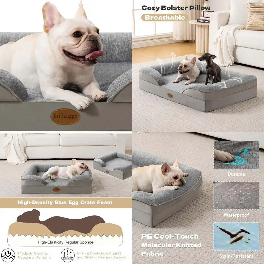 

Pet Bed for Large Dogs and Cats, Waterproof Orthopedic Dog Sofa Bed, Supportive Foam Pet Couch Bed with Washable Removable Cover