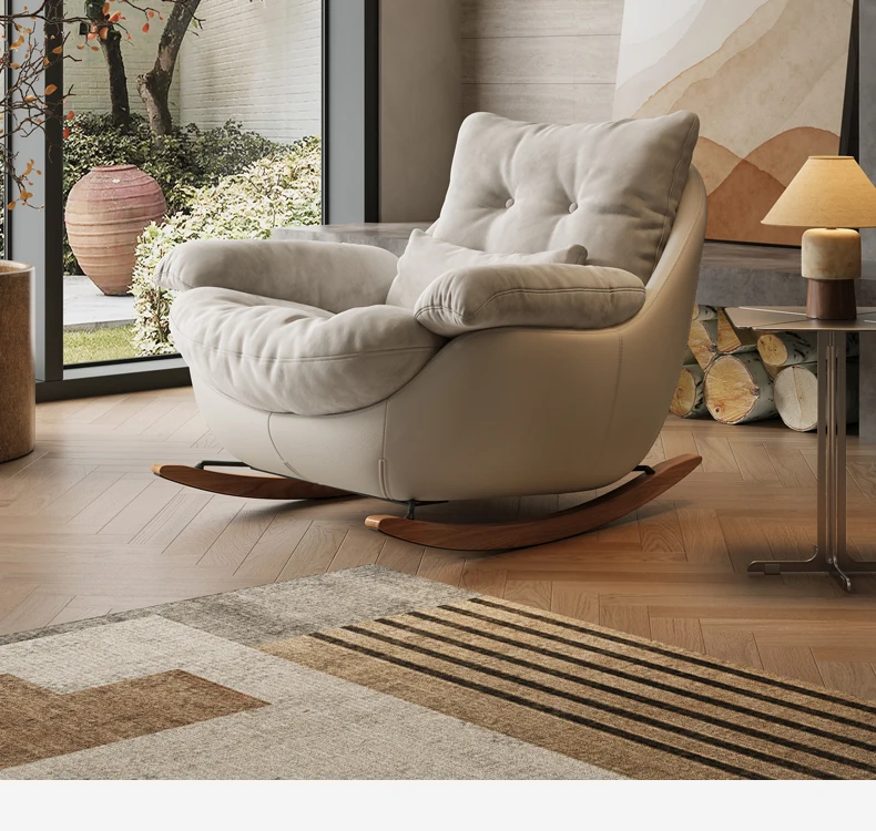 كرسي هزاز فردي إيطالي فاخر لغرفة المعيشة والشرفة كرسي ترفيهي منزلي كرسي كسول #5