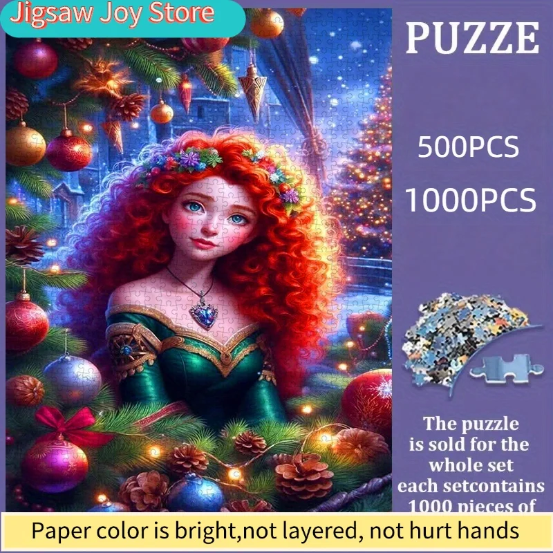 Disney-Puzzle, DIY-Papierpuzzle, Weihnachts-Alice-Prinzessin-Thema, dickes weißes Kartonmaterial, geeignet für Puzzle, Paar-Puzzle