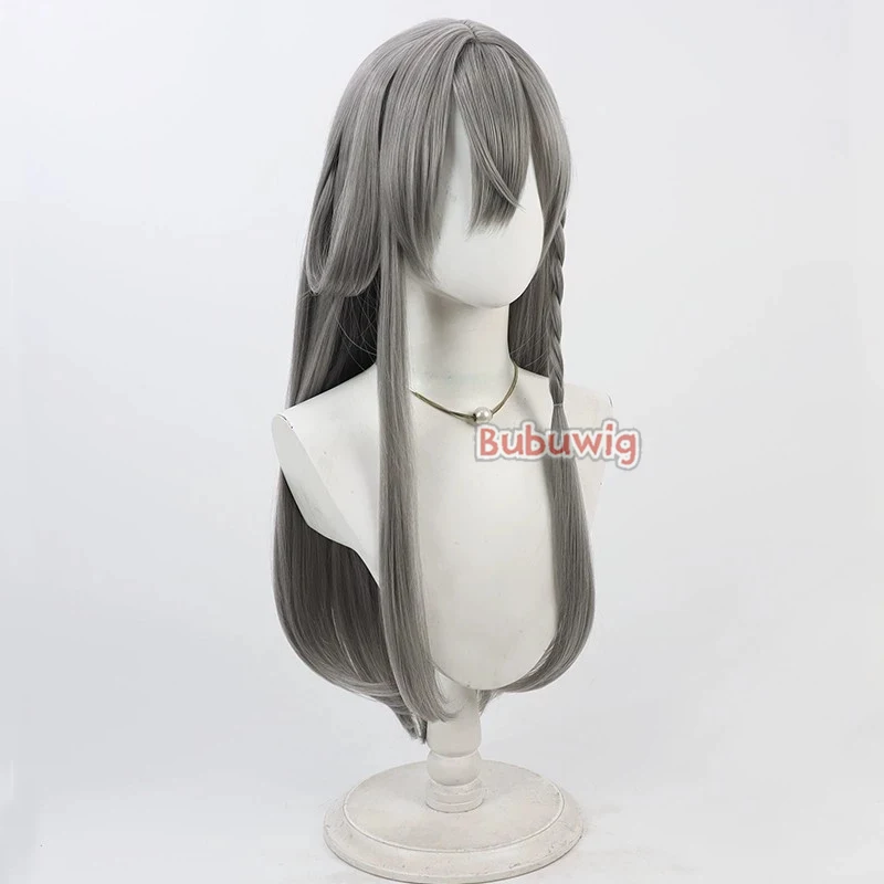 Bubuwig Capelli sintetici Kaida Haru Parrucche Cosplay Virtual YouTuber Kaida Haru 60 cm Lungo rettilineo Grigio scuro Cos Parrucca Resistente al calore