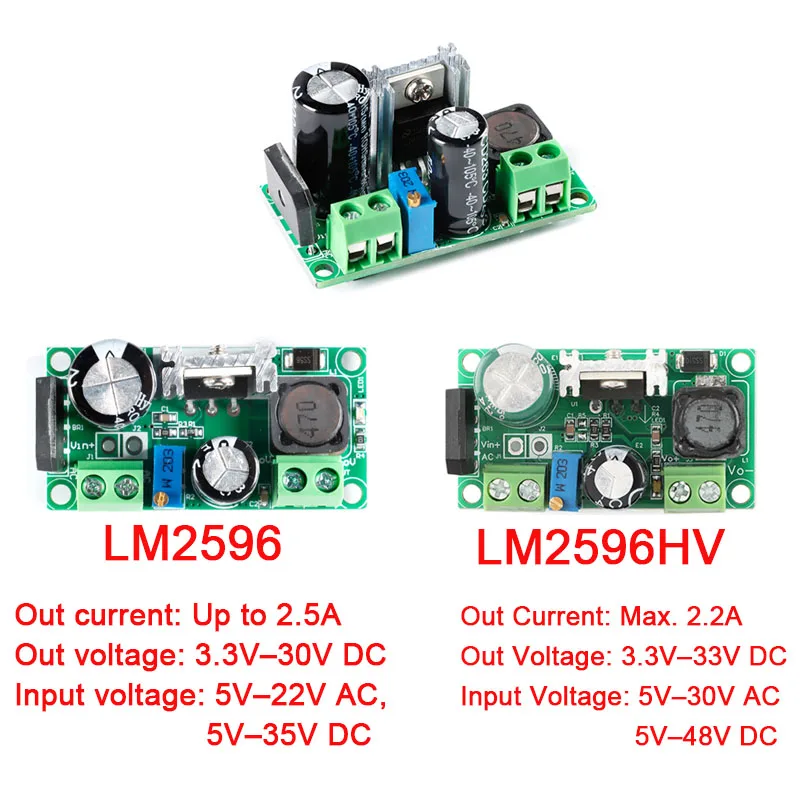 Módulo de Potência AC-DC de Baixa Tensão, Regulador de Tensão Ajustável DC-DC, Módulo de Potência LM2596, Módulo Conversor Buck LM2596HV