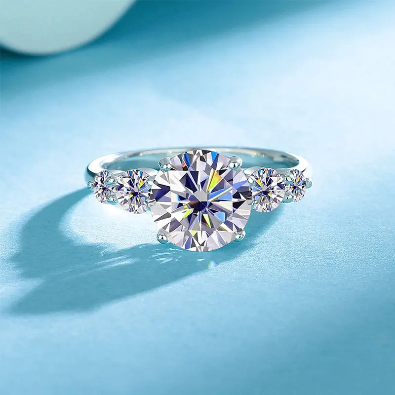 

Дизайнерское кольцо из настоящей платины 18 карат для девочек PT9503 карат с четырьмя когтями из муассанита, легкое роскошное ювелирное обручальное кольцо из стерлингового серебра