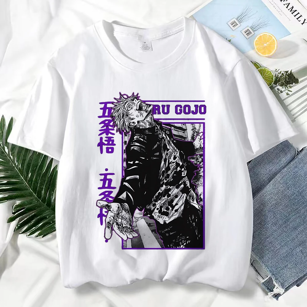 T-shirt à Manches Courtes pour Homme, Estival et Décontracté, avec Dessin Animé Japonais, Jujutsu Kaimmer, Gojo Satoru, à la Mode, Harajuku