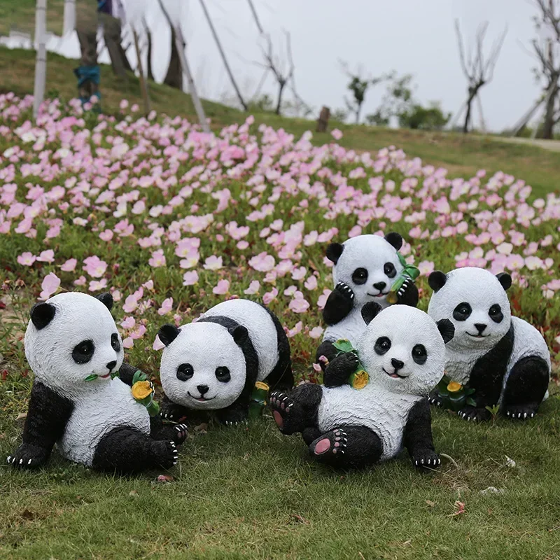 

Garden decoration simulation Panda Sculpture lawn landscape crafts Animal Panda Resin statue art Ornaments Home Room Decor Gifts