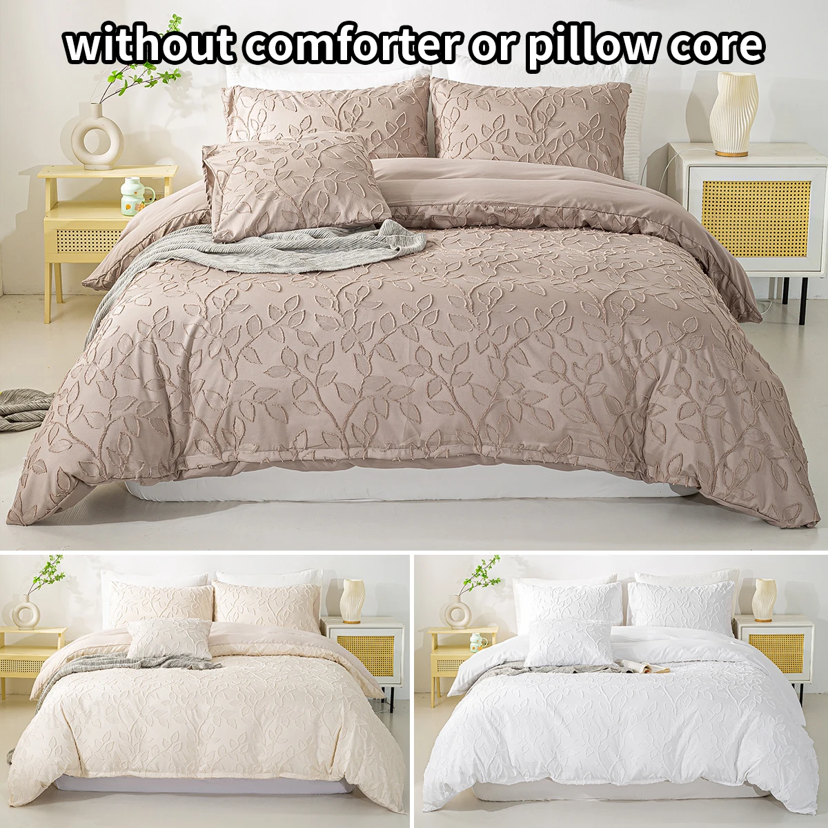 3pcs Cutting Flower Bedding Set with Zip Closure - Polyester, All-Season Comforter Set (Comforter & Pillow Shams Not Included)