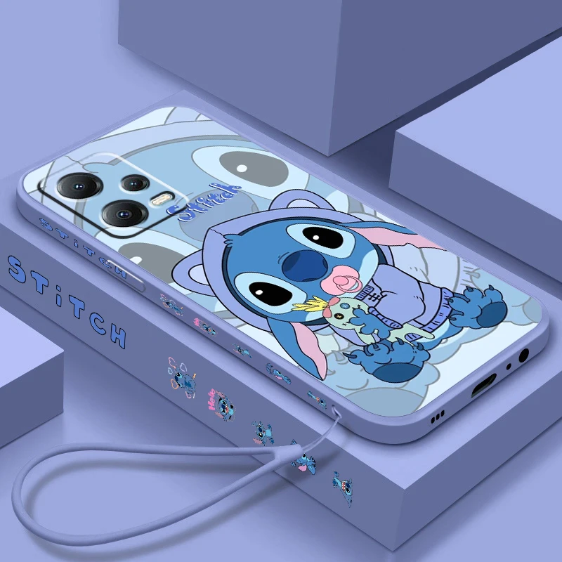 

Disney Art Stitch Angel Cute Liquid Left Rope For Xiaomi Redmi Note 13 12 12S 12R 11 11T 11S 10 10S Pro Plus 5G Funda