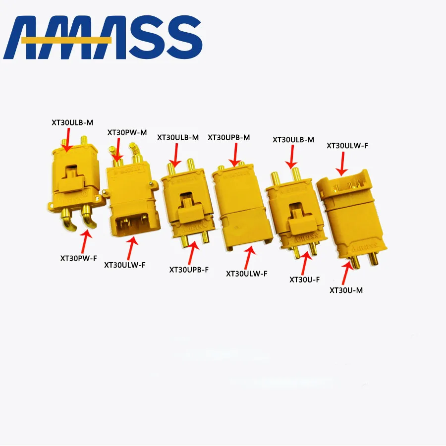 10 шт. Amass XT30ULW XT30 штекер с защитным гнездовым разъемом новый желтый металл для радиоуправляемых деталей БПЛА батарея