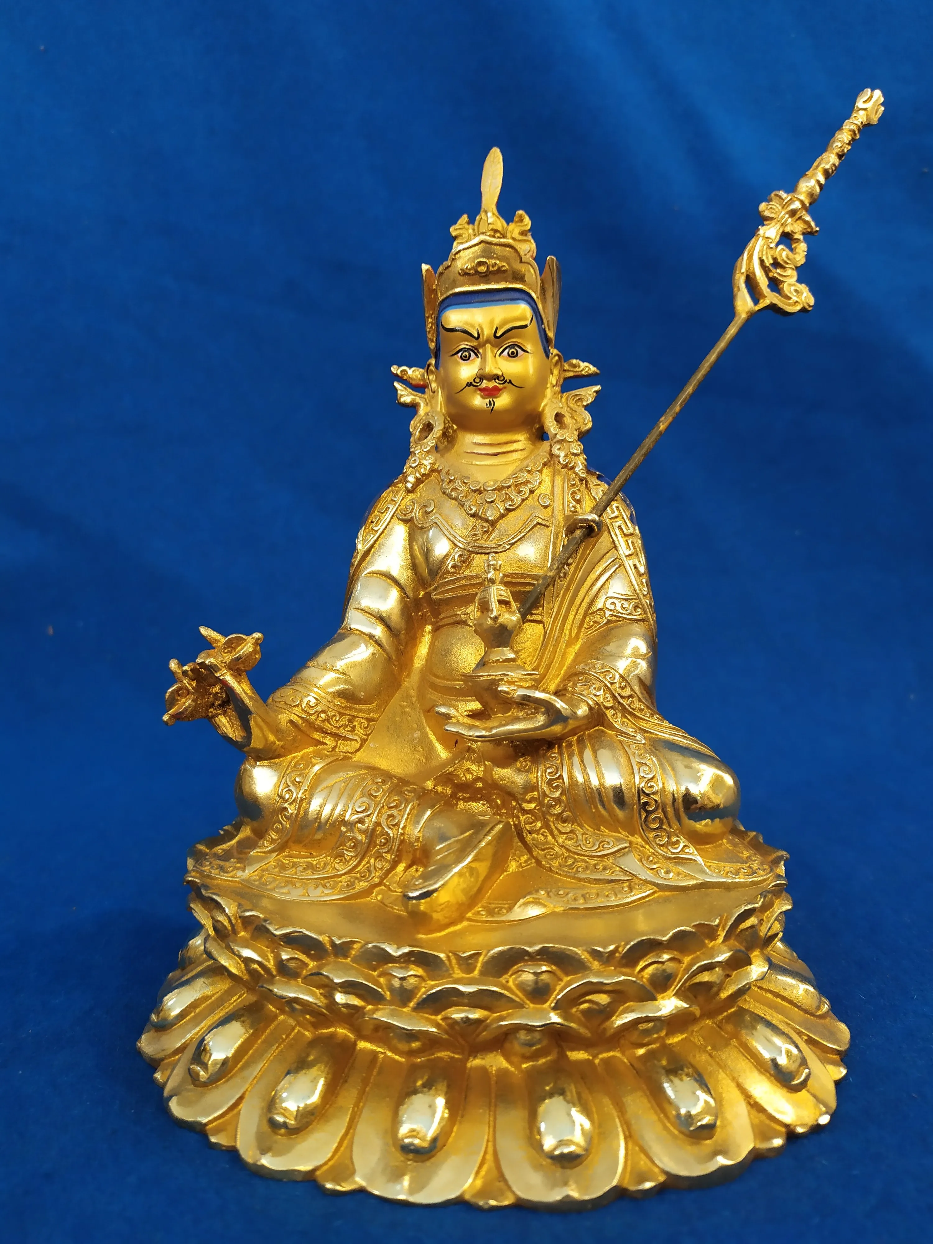 NEW TOP GOOD wholesale buddha statue Tibetan Buddhism FULL Gold-plated brass Rinpoche Padmasambhava