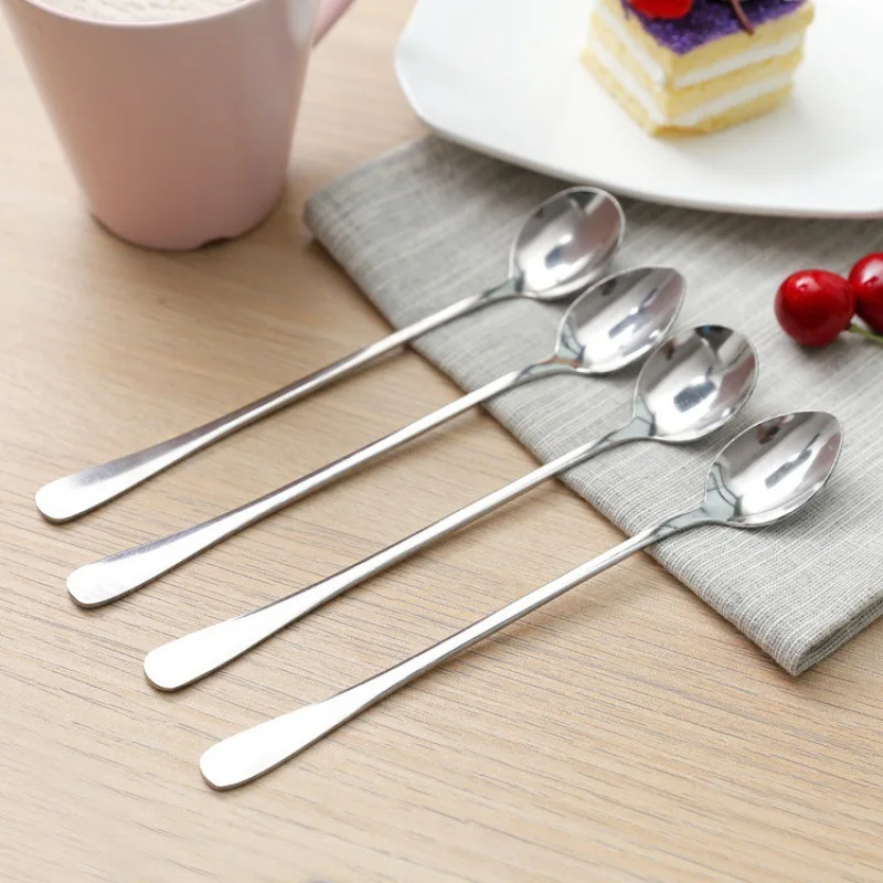 6 Stuks Lange Steel Roestvrijstalen Koffie Lepel Ijs Dessert Thee Lepel Voor Picknick Keuken Servies Kookgerei.