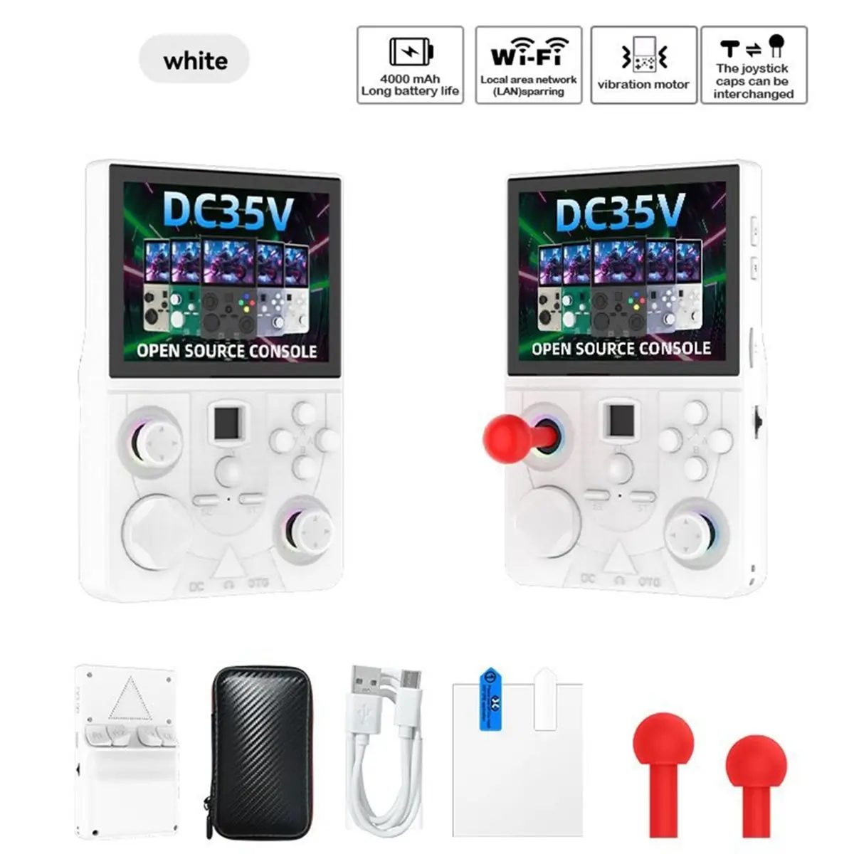 ★ ▲   Ретро-портативная игровая консоль DC35V с 3,5-дюймовым IPS-экраном, карманный видеоплеер, сменный джойстик, поддерживает более 30 эмуляторов B