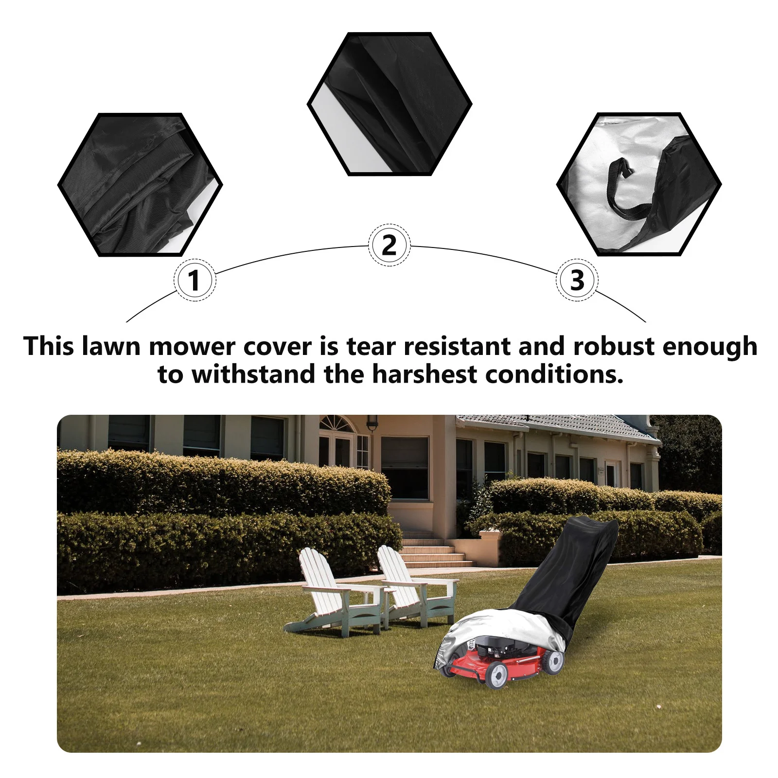 

1Pcs Water-Resistant Lawn Mower Cover Tear-Resistant 210d Oxford Cloth Universal Mower Protector Dustproof Sun-Proof Shield