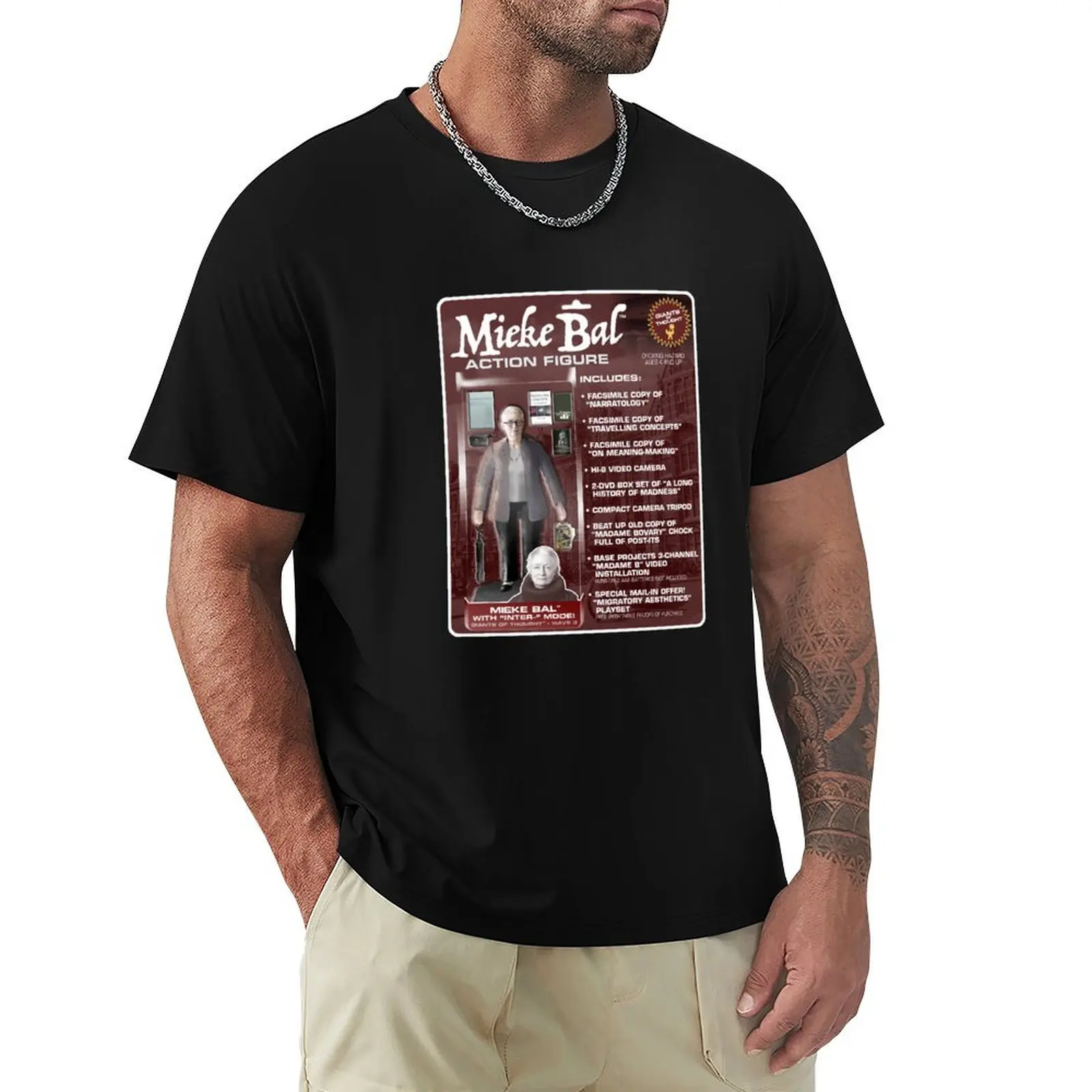 

Mieke Bal Action Figure T-Shirt graphic t shirt vintage rapper graphic tees gifts for boyfriend blanks Men's clothing
