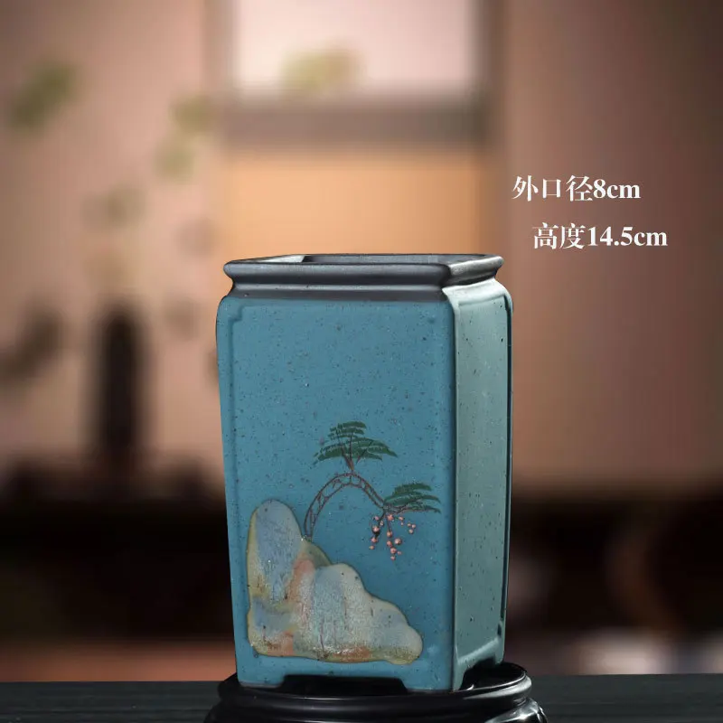 Retro Porcelain Flower Pot Indoor Bonsai Vase Green Plant Container Landscape Planter Garden Art Home Decor