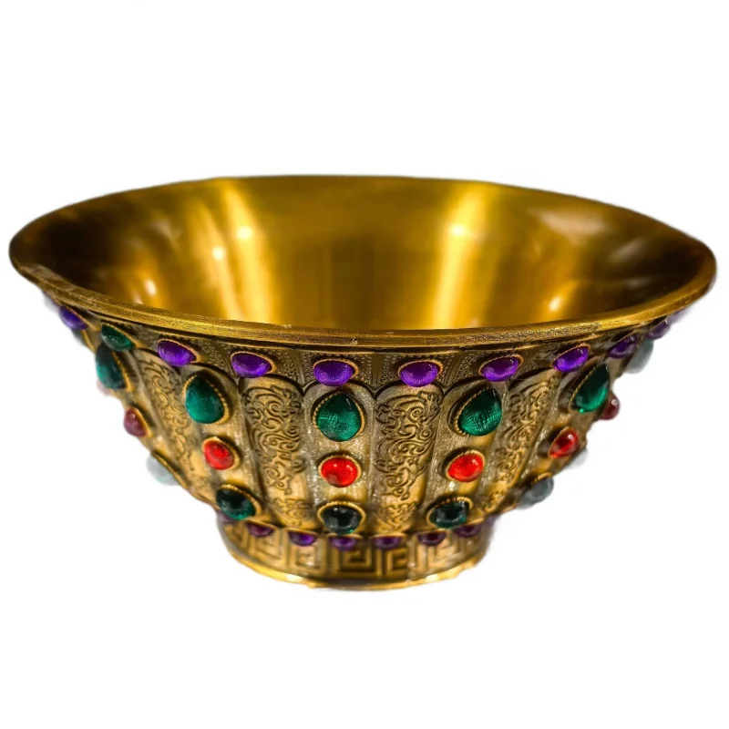 Copper Gemstone Bowl, Treasure Basin Ornament, Home Decoration Creative Gift Craft, Live Streaming Supply