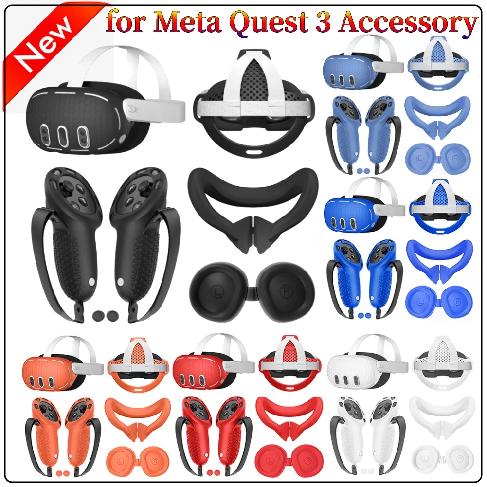 for Meta Quest 3 Accesories VR Protective Cover Case VR Headset Head Face Cover Lens Cover Controller Grips For Oculus Quest 3