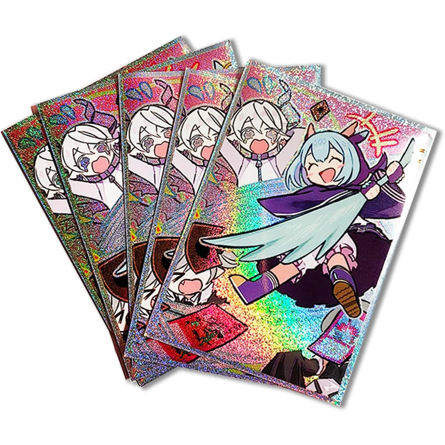 50 PCS Foil Anime Card Sleeves 63mm x 90mm Top Loading Card Protector for YGO Japanese Size Trading Card Sleeves