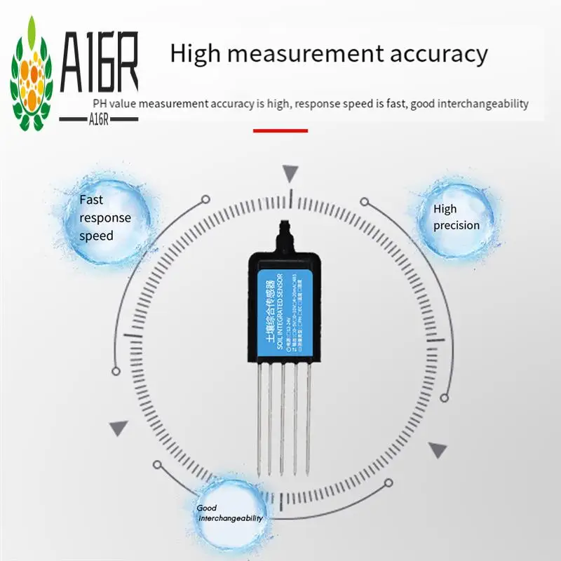 A16R-7 In 1 RS485 Soil Temperature Humidity Sensor PH Conductivity Nutrient Salt Nitrogen Phosphorus Potassium Transmitter