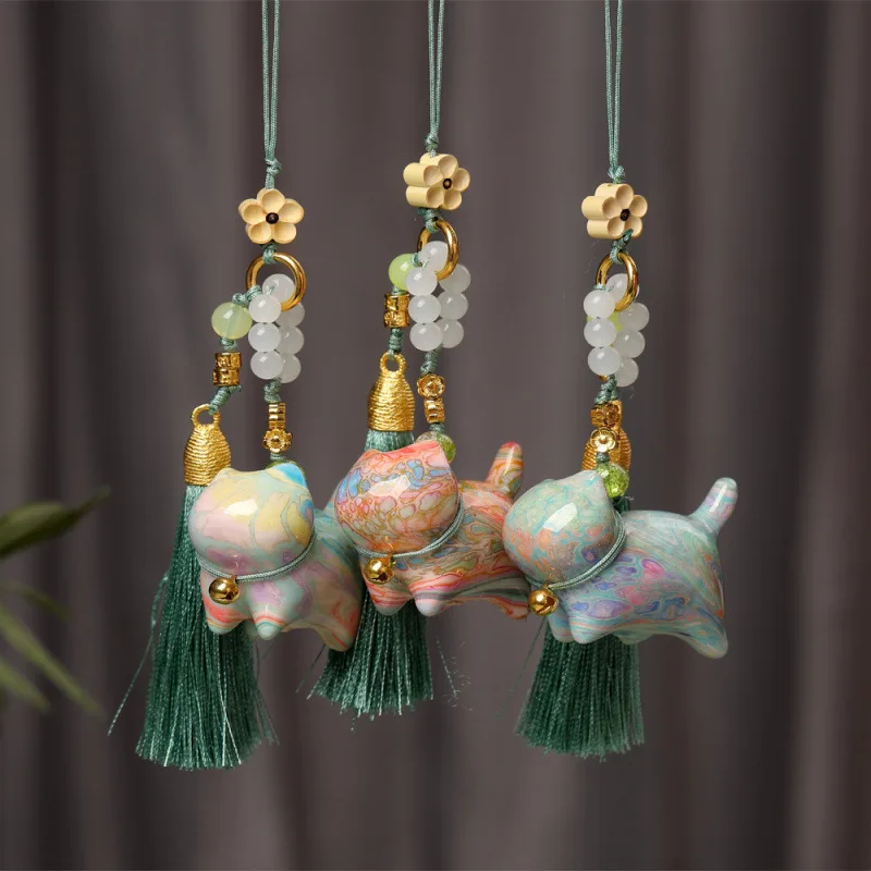 الملونة Kawaii المتخصصة القط سوبر عالية القيمة مطرز طلى القط Wenwan اليدوية زوجين حقيبة سلسلة لطيف هريرة الاطفال الهدايا