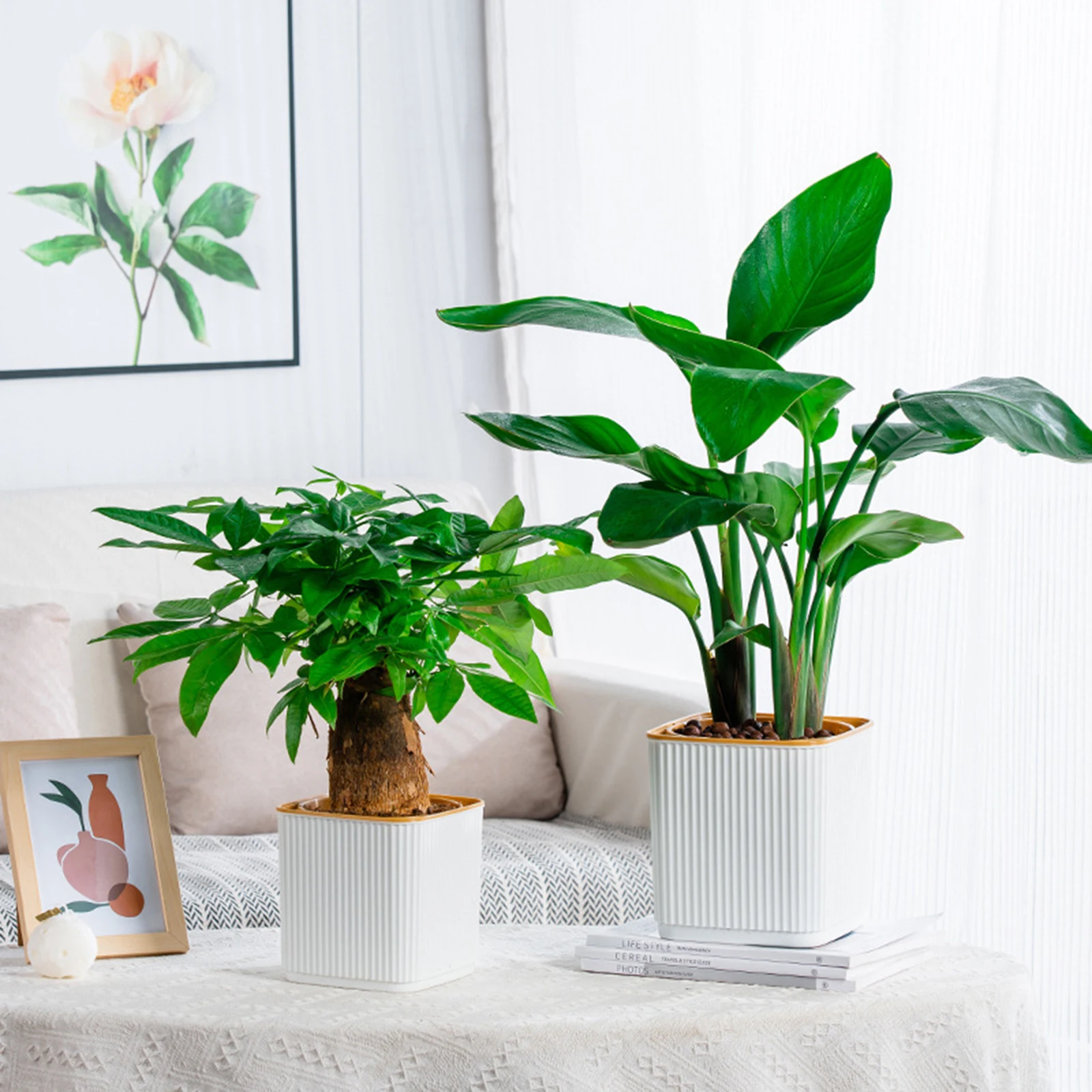 Hydroponic Self-absorbing Water Flower Pot Modern Home Self Watering Flowerpot for Living Room Bedroom Study