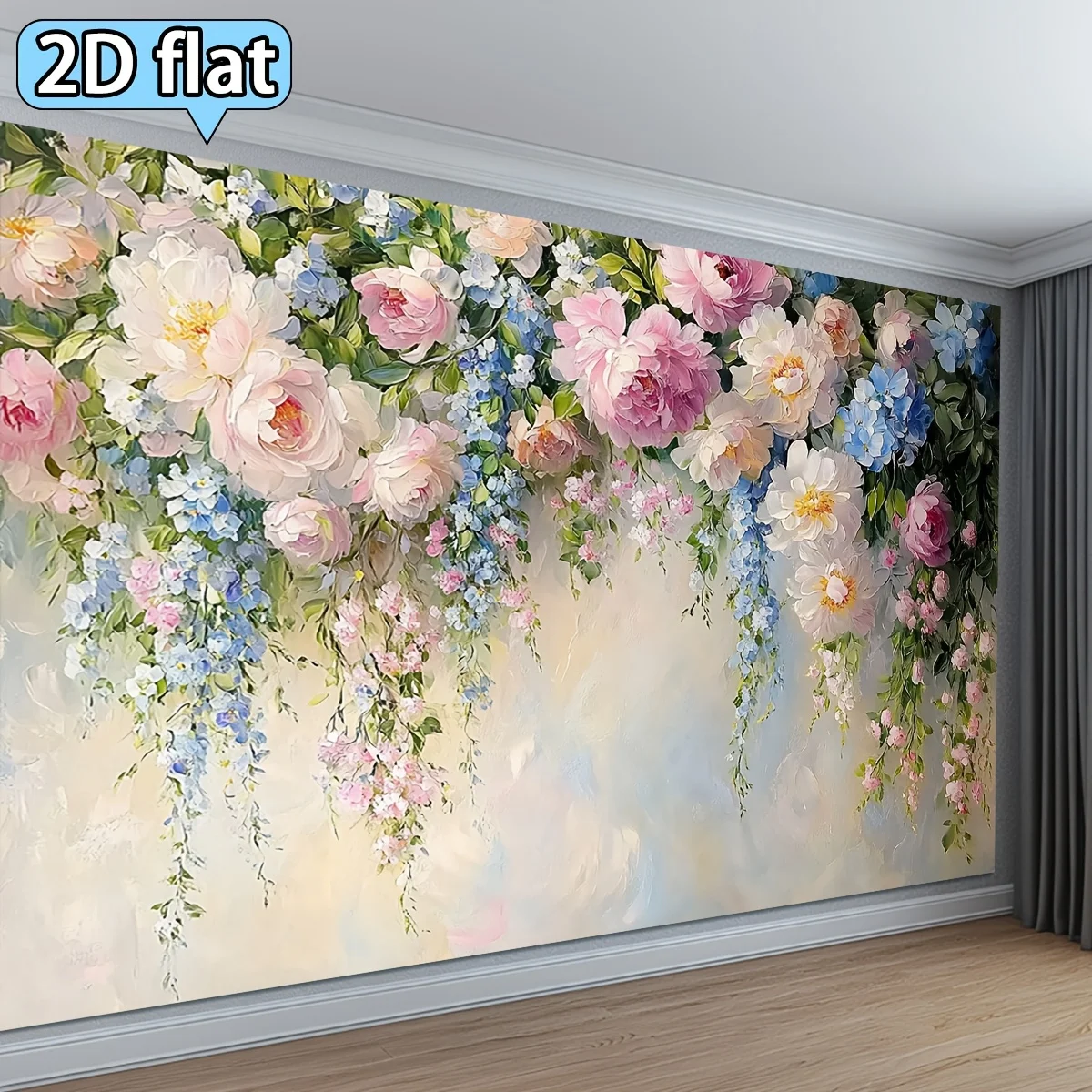 Elegant Floral Tapestry Wall Mural Art Print Canvas Decor Rose Bouquet Watercolor Romantic Living Room Bedroom Home Aesthetic