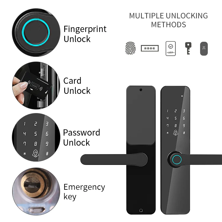 Handaily فندق قفل الباب الذكي كلمة المرور مفتاح أقل شقة قفل Tuya APP قفل الباب الرقمي TTlock