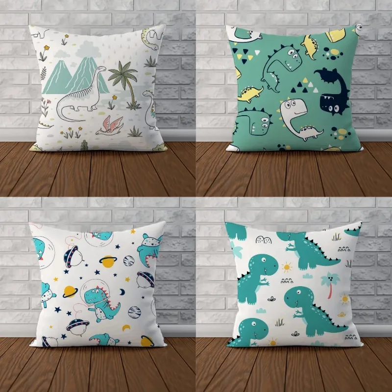 

Decorative Cushion Cover 45x45cm Cute Dinosaur Couple Pillow Pillowcases 50x50 Decorative Pillows for Sofa Pilow Cases Cushions