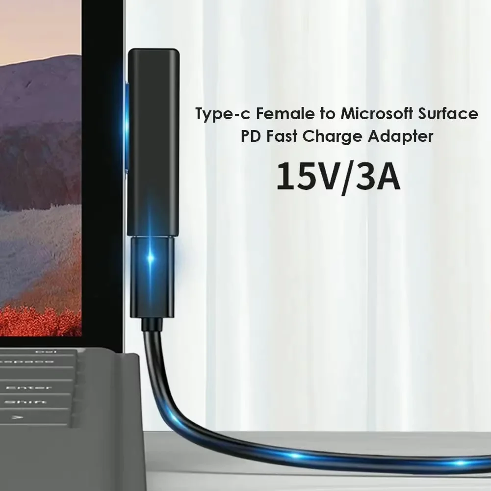 Catu Daya USB C Pengisi Daya Cepat PD 65W untuk Microsoft Surface Pro X 8 7 6 5 4 3 Pengisi Daya Konverter Go Book untuk Microsoft Surface