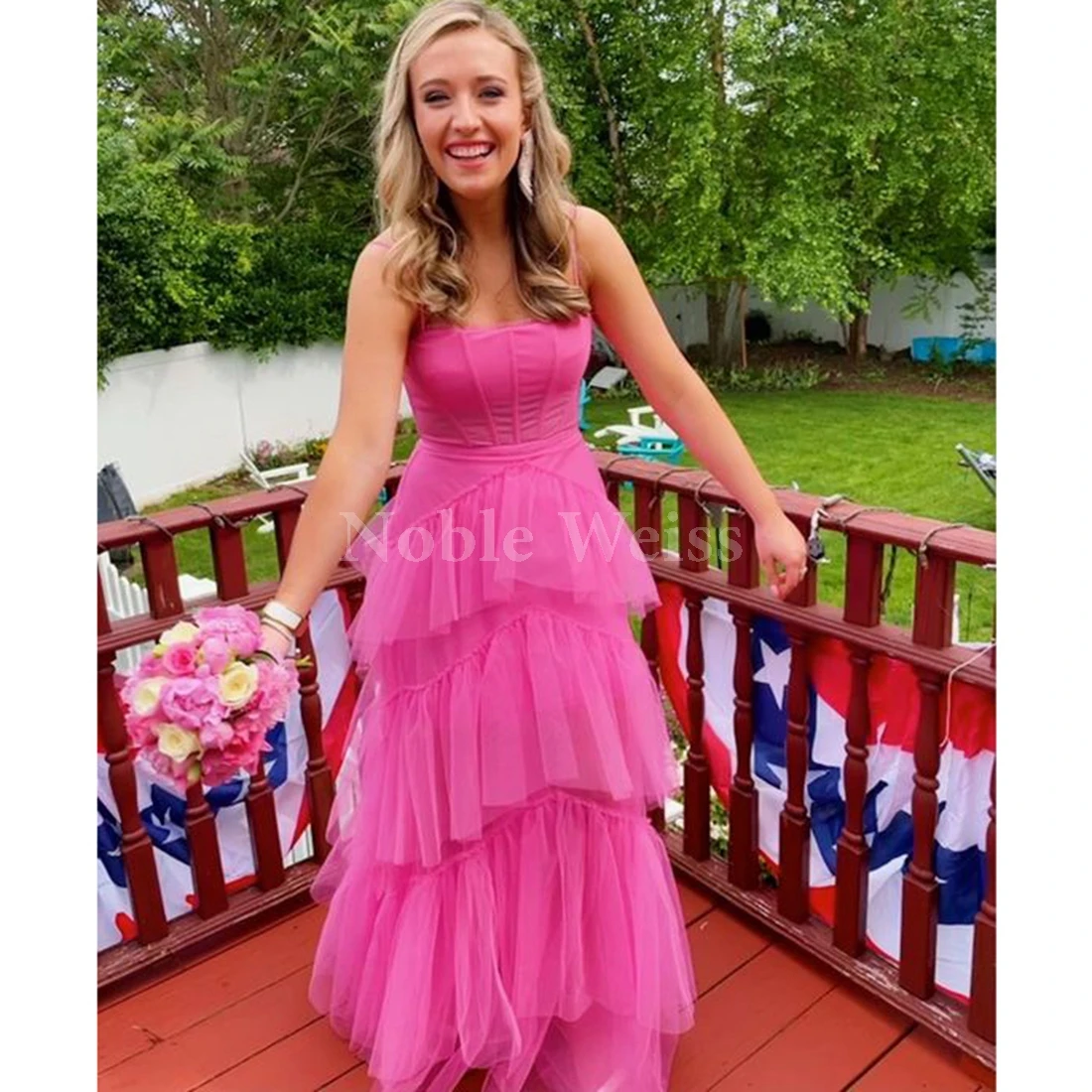 فساتين حفلة موسيقية أنيقة من التول على شكل حرف A للنساء للمناسبات الخاصة، فستان حفلات متدرج مخصص