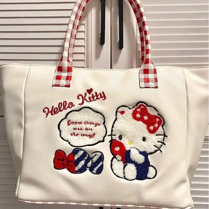 

Sanrio Hello Kitty сумка для девочек легкая портативная сумка на плечо большой вместимости Kawaii аниме мультфильм мода новый стиль посылка