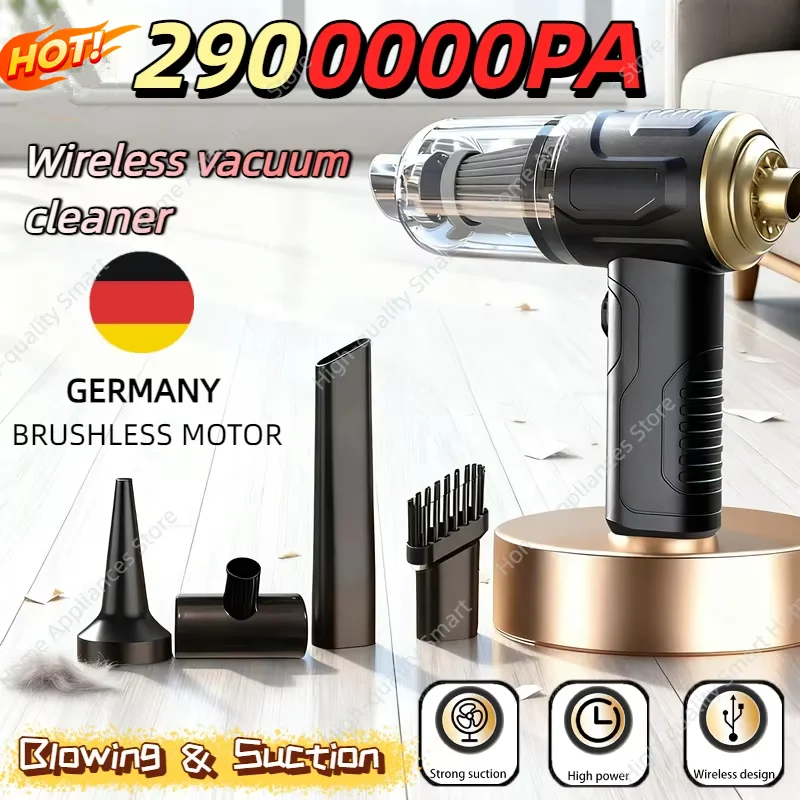2900000PA Wireless Car Vacuum Cleaner Low Noise 2 in 1 Blowing Suction Integrated Clean pet hair Household Dust Collector 2026