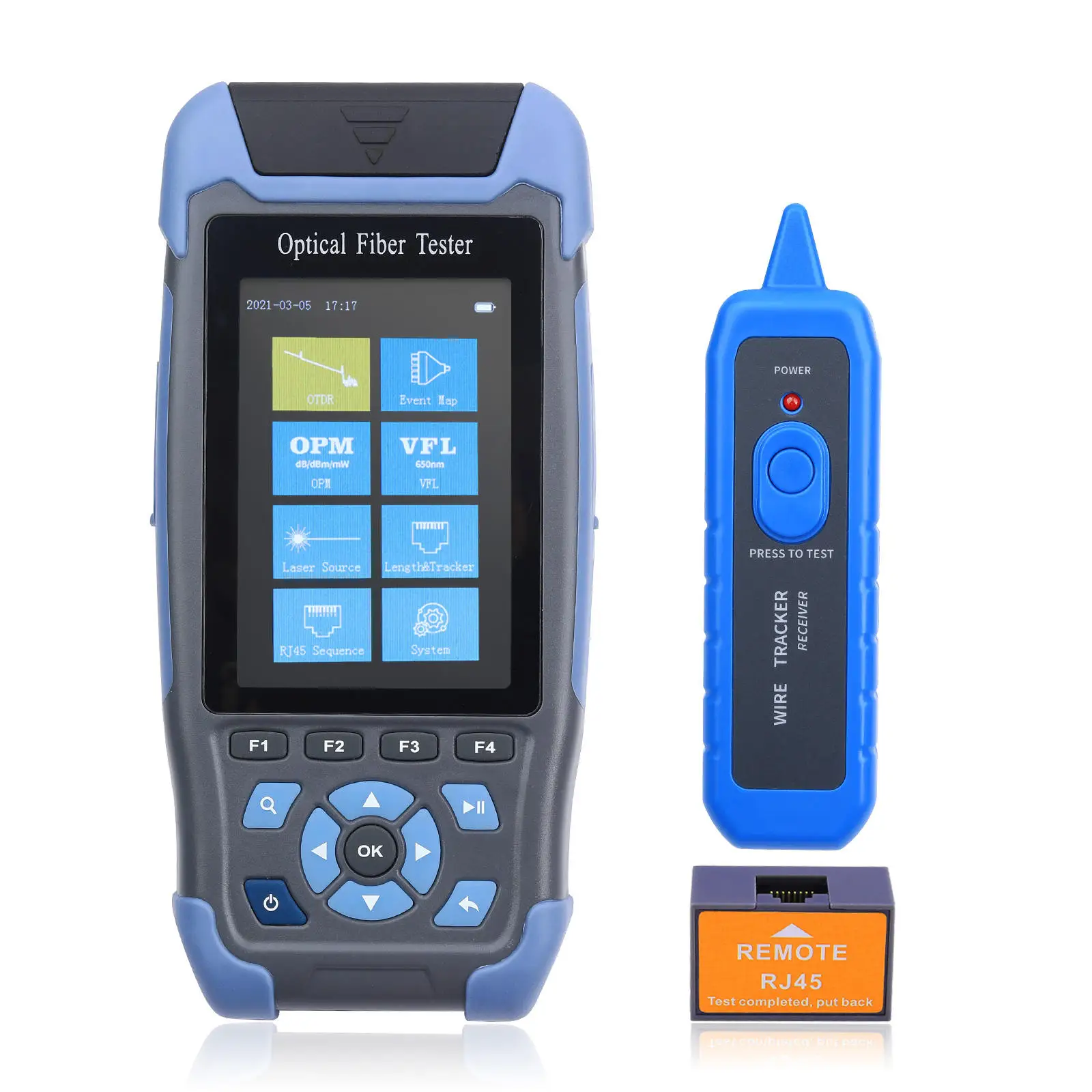 Mini OTDR active fibe Fiber Optic Reflectometer 980rev with VFL OLS OPM Event Map 24dB for 64km Fiber Cable Ethernet Tester