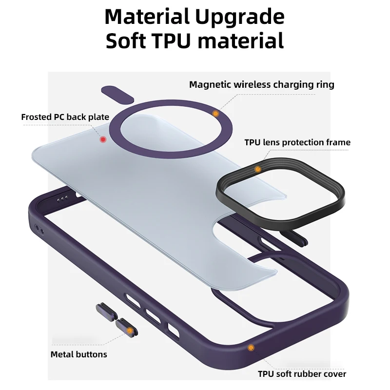 Luxury Shockproof Magnetic Mobile Phone Case For iPhone 15 14 13 12 11 Pro Max Magsafe Back Cover Cellphone Funda