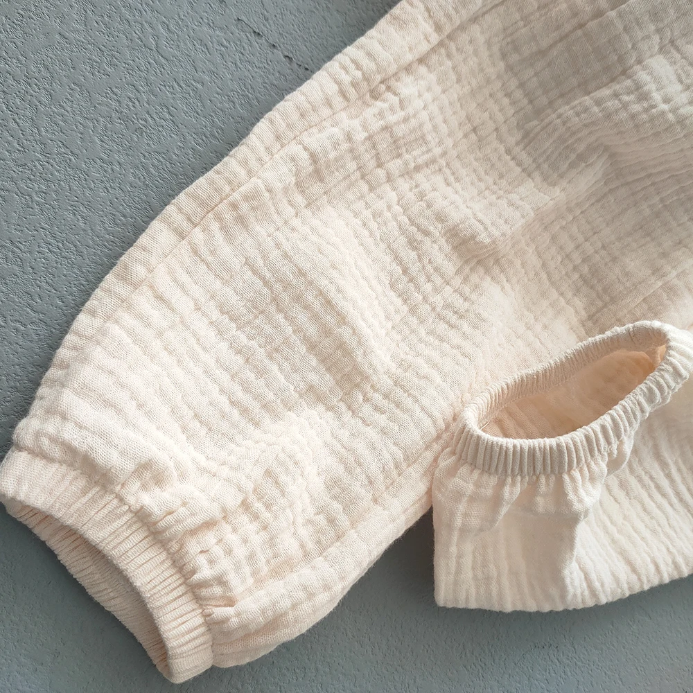 الصيف كوريا الأطفال السراويل عادية بنات بنين القطن الكتان بلون فضفاض مطوي بانت بنطلون بنات هايت الخصر الحريم السراويل #5