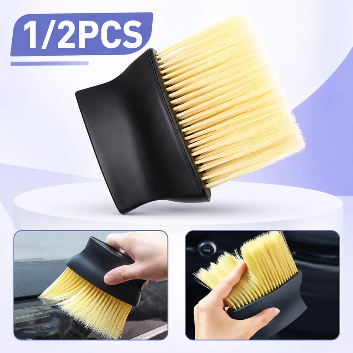 1/2PCS Car Interior Cleaning Brush With Soft Bristles Ergonomic Handle For Dashboard Air Vent Console And Detail Cleaning