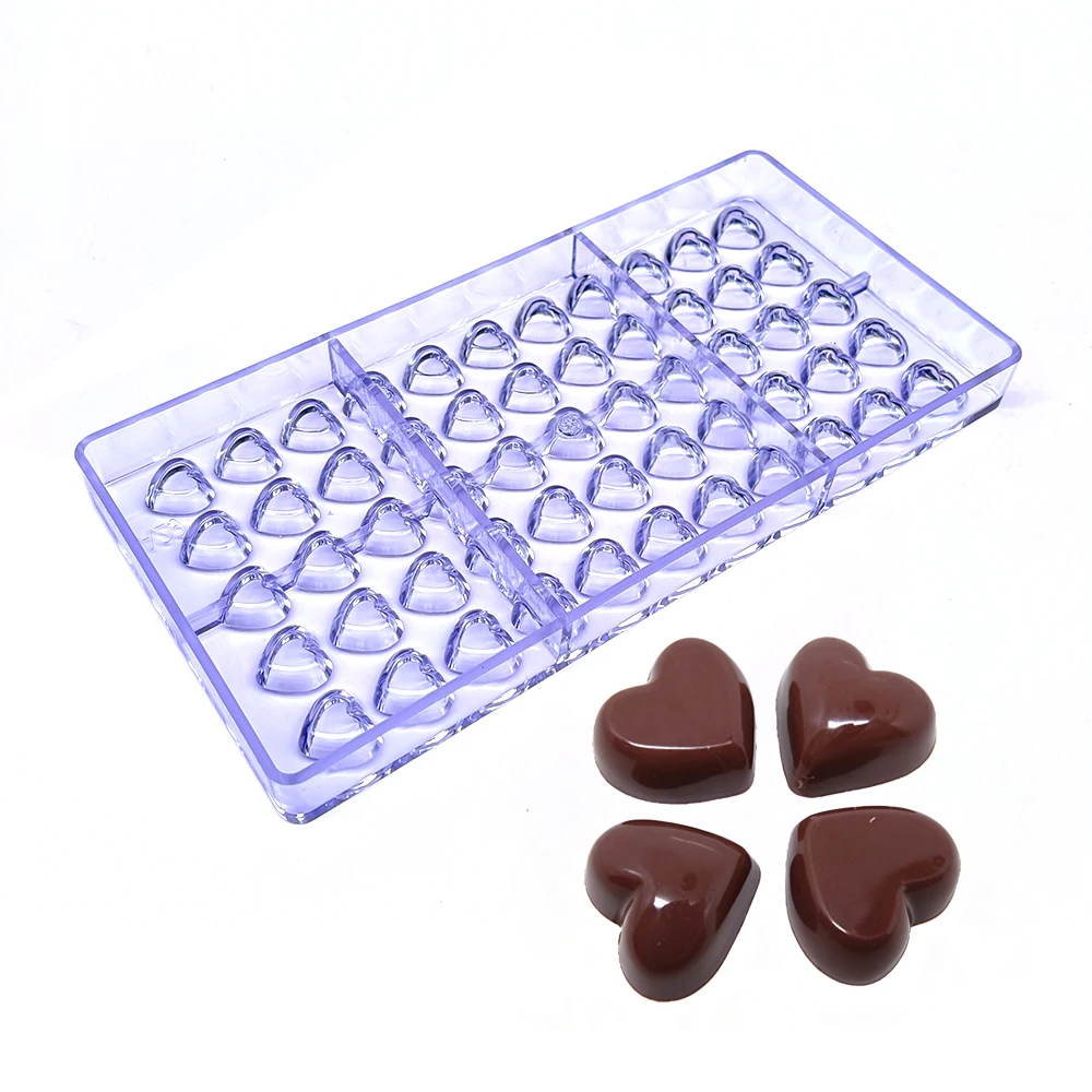 55-Cavity Mini Heart Polycarbonate Chocolate Mold, Tiny Heart Bonbon & Confectionery Candy Making Mold for Home Bakery DIY