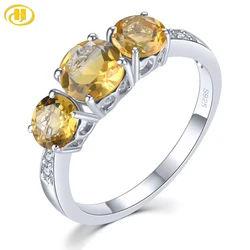 Natural Citrine Solid Sterling Silver Rings 1.7 Carats Genuine Gemstone Classic Simple Daily Fine Jewelrys S925 Women Gifts