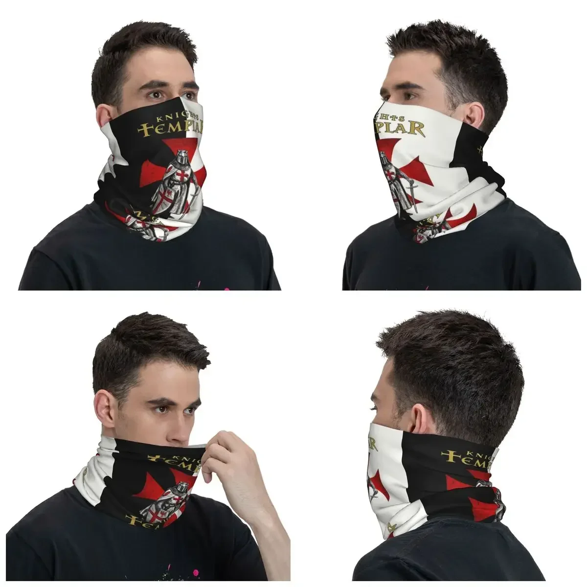 New Custom Knight Templar Bandana Winter Neck Warmer Wrap Face Scarf for Hiking Crusades Knights Christian Warrior Gaiter Headba