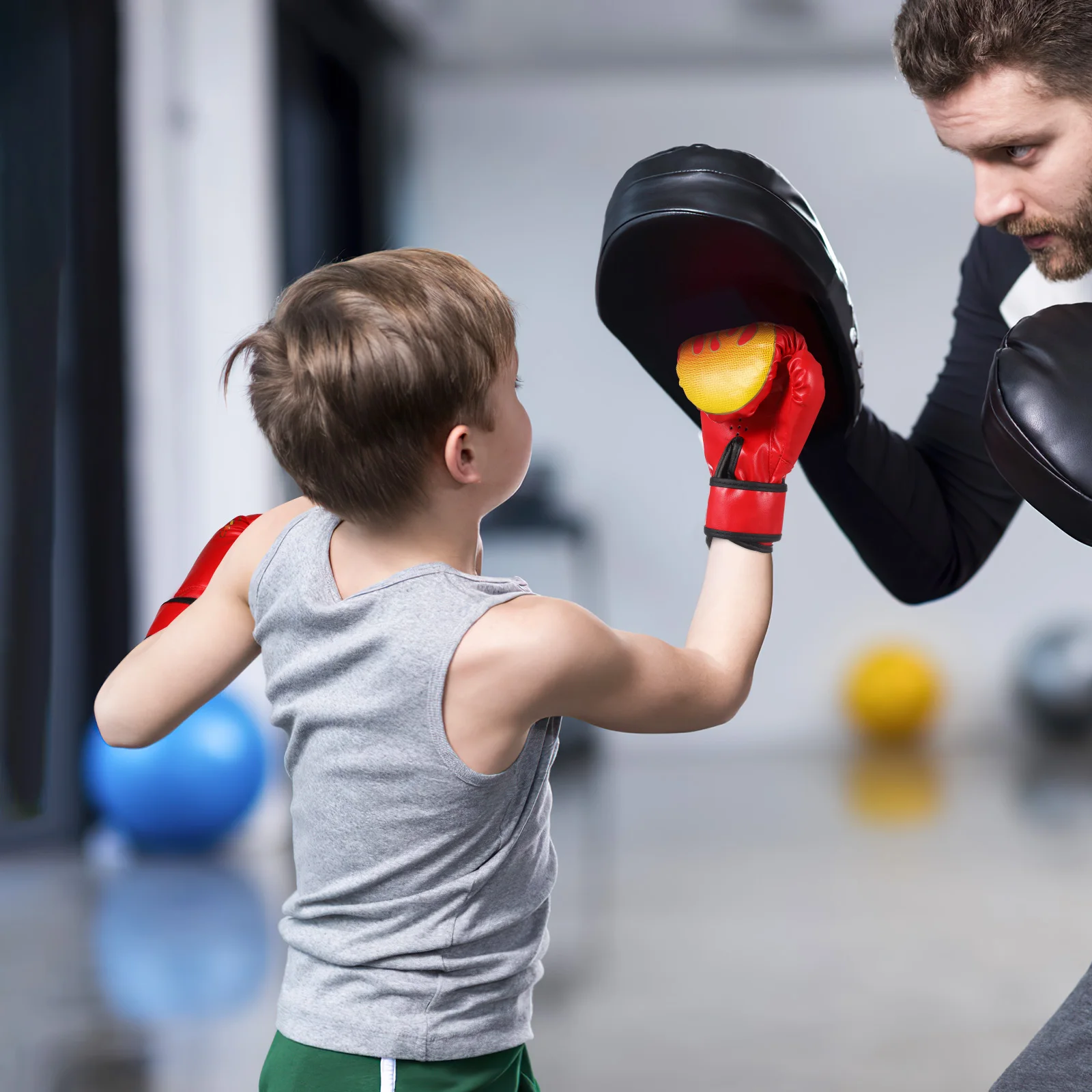

Children's Boxing Gloves PU Training Kids Cartoon Sparring Flame Red 6oz Durable Practical Safe Non Deformable Bag